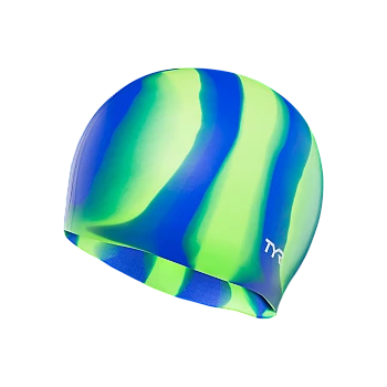 Шапочка для плавання TYR Multi Color Silicone Swim Cap, Green/Blue Multi, Onesize, Green/Blue Multi