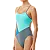 Купальник TYR Solid Splice Block Cutoutfit, Бирюзовый, 36, Teal/Blue/Grey