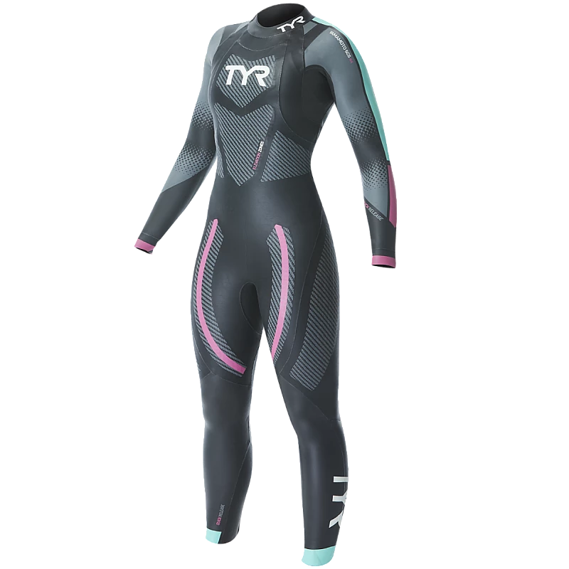 Гідрокостюм жіночий TYR Women’s Hurricane Wetsuit Cat 5, Чорний, XL, Black/Turquoise/Fuschia