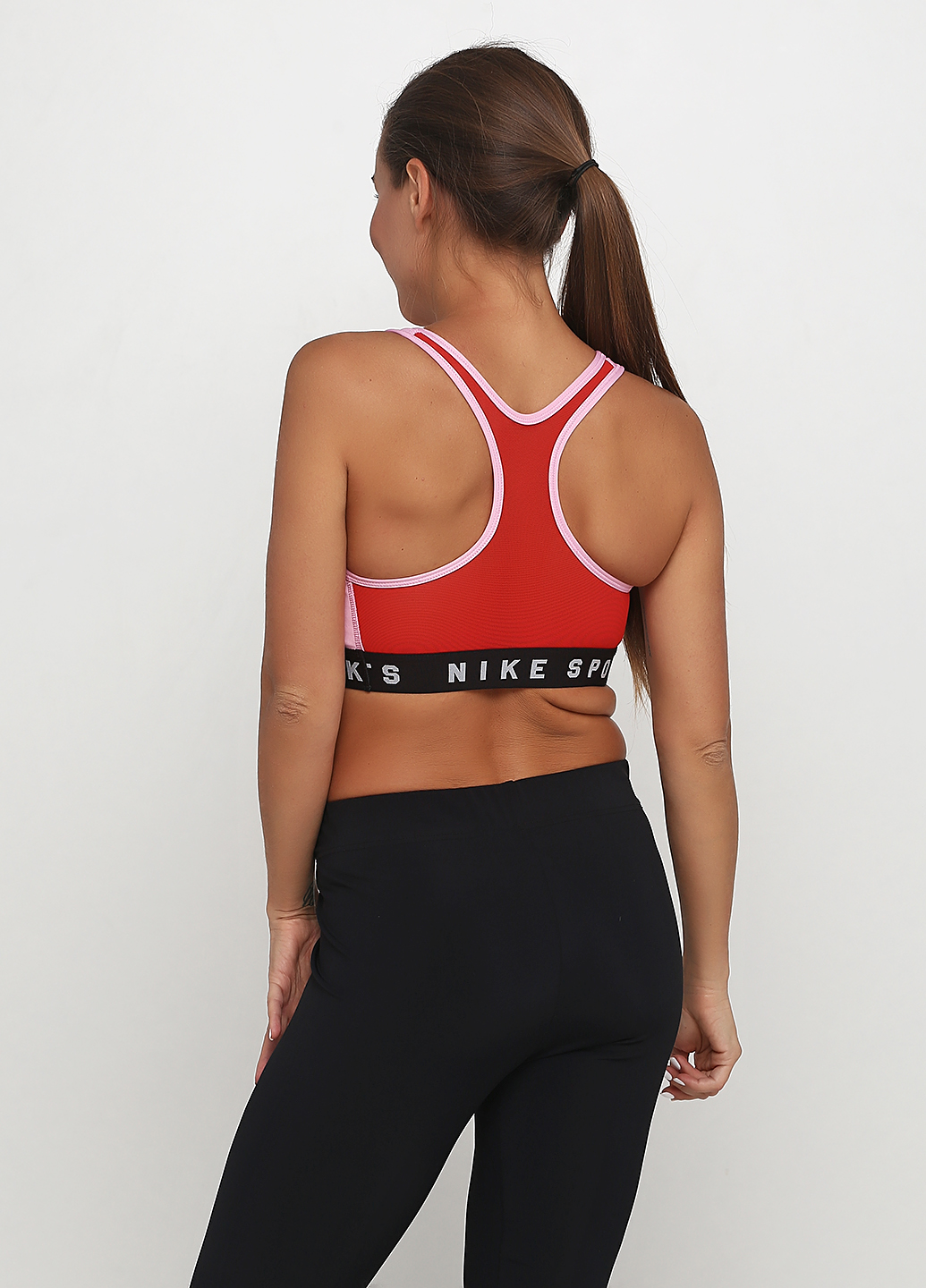 Топ Nike MESH BACK SWOOSH BRA Жінки р.XS Чорний/Рожевий