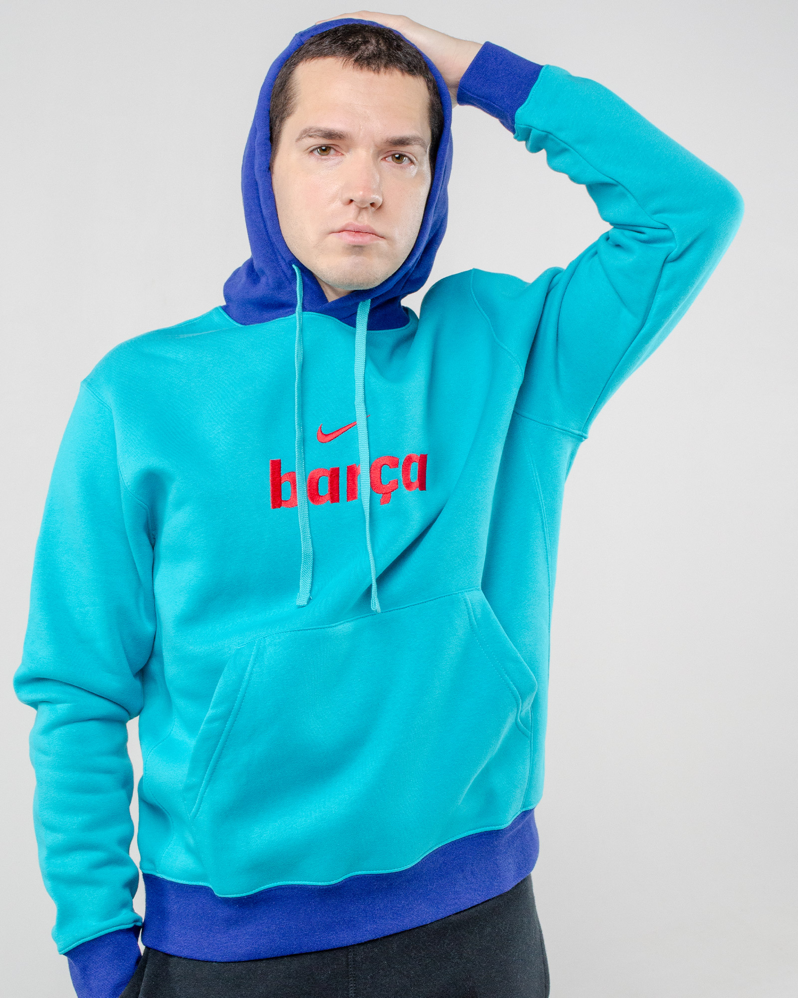 Толстовка Nike FCB M NSW CLUB HOODIE PO BB Чоловіча р.S Блакитний