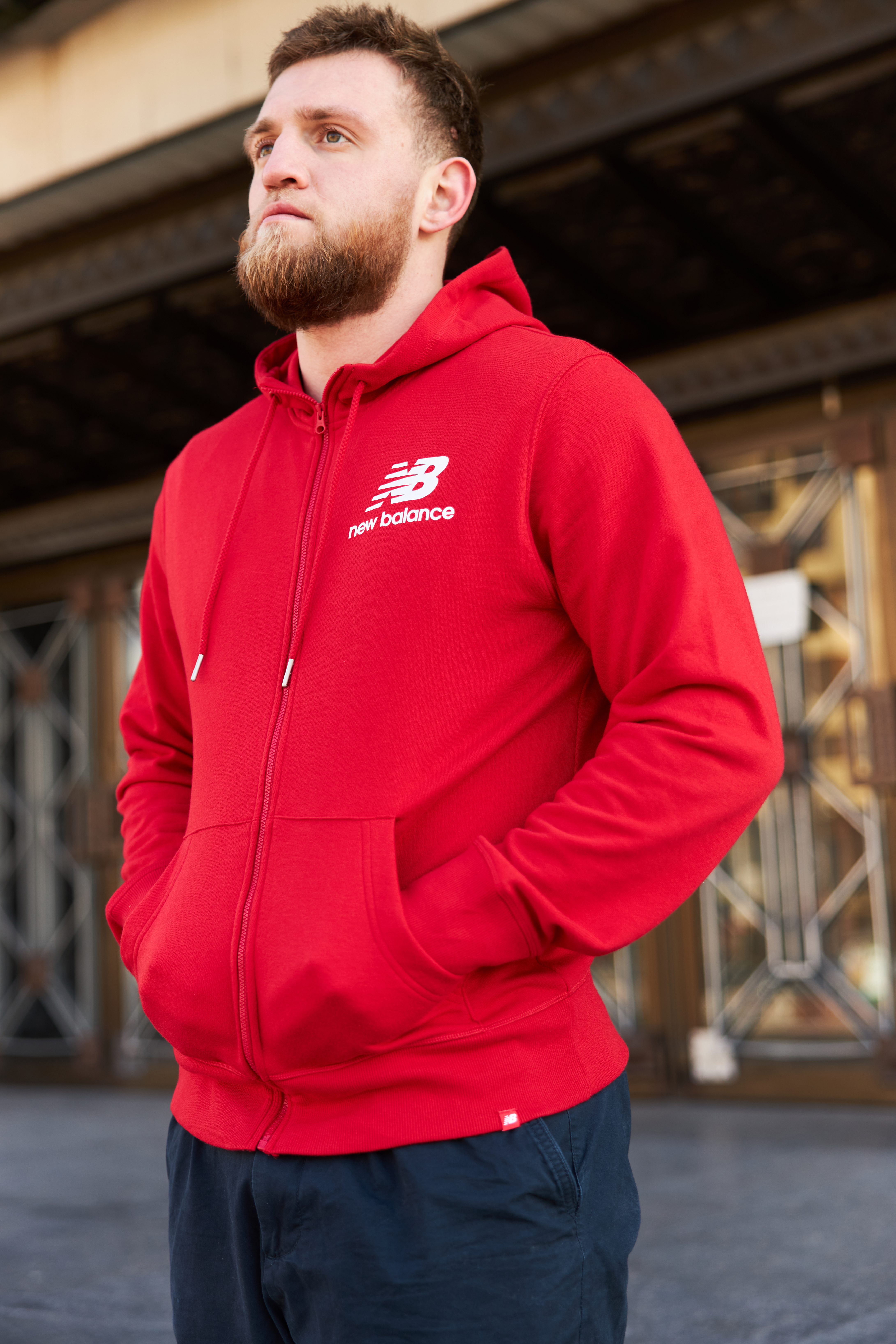 Кофта New Balance Ess Stacked FZ Чоловіки р.S Червоний