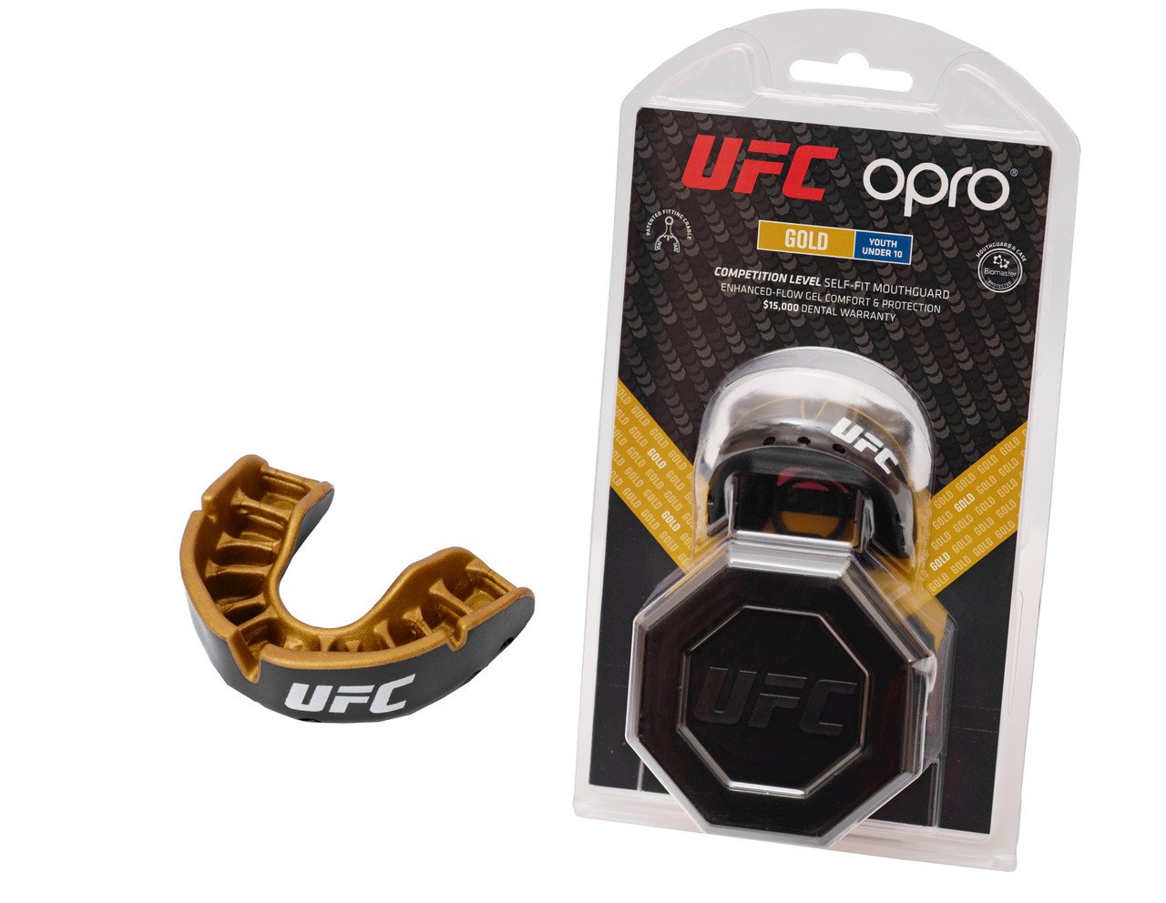 Капа OPRO Junior Gold UFC Hologram Black Metal/Gold фото товару