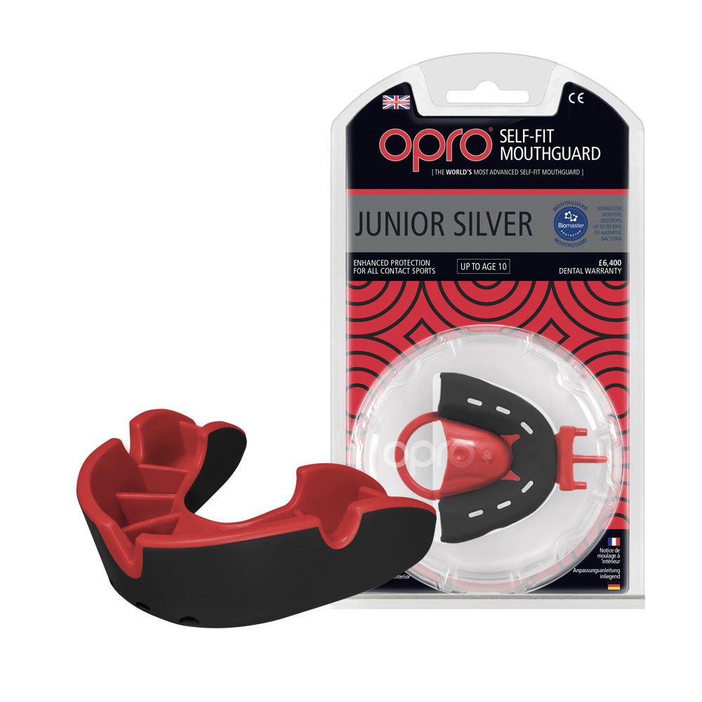 Капа OPRO Junior Silver Black/Red фото товару