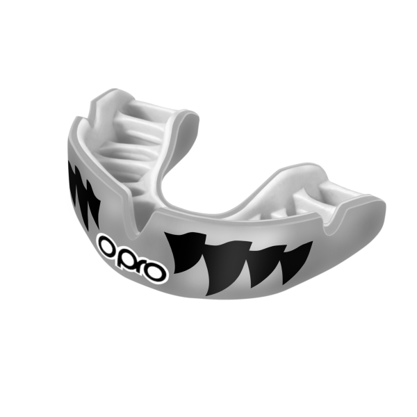 Капа OPRO Power - Fit Aggression-Jaws Silver / White фото товару