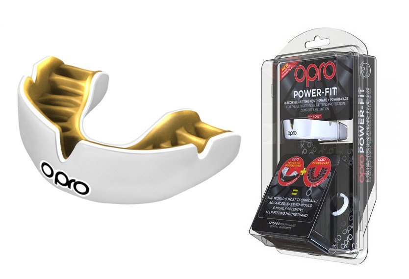 Капа OPRO Power-Fit Single Series White/Gold фото товару