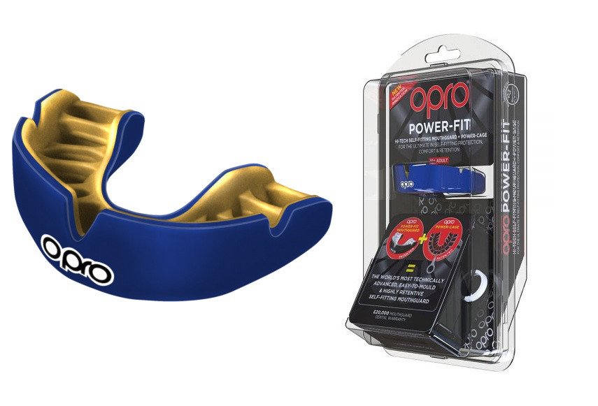 Капа OPRO Power-Fit Single Series Dark Blue/Gold фото товара