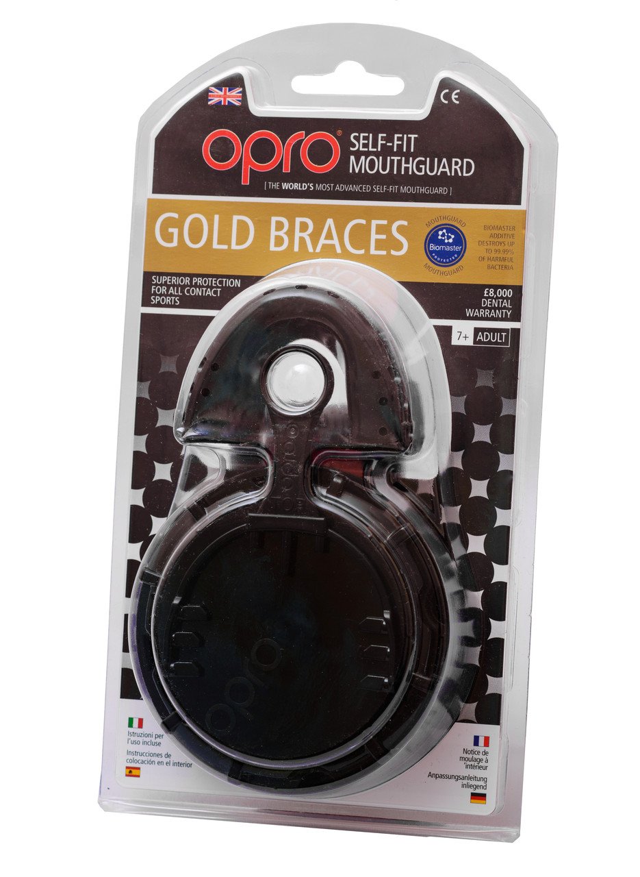 Капа OPRO Gold Braces Black/Pearl фото товару