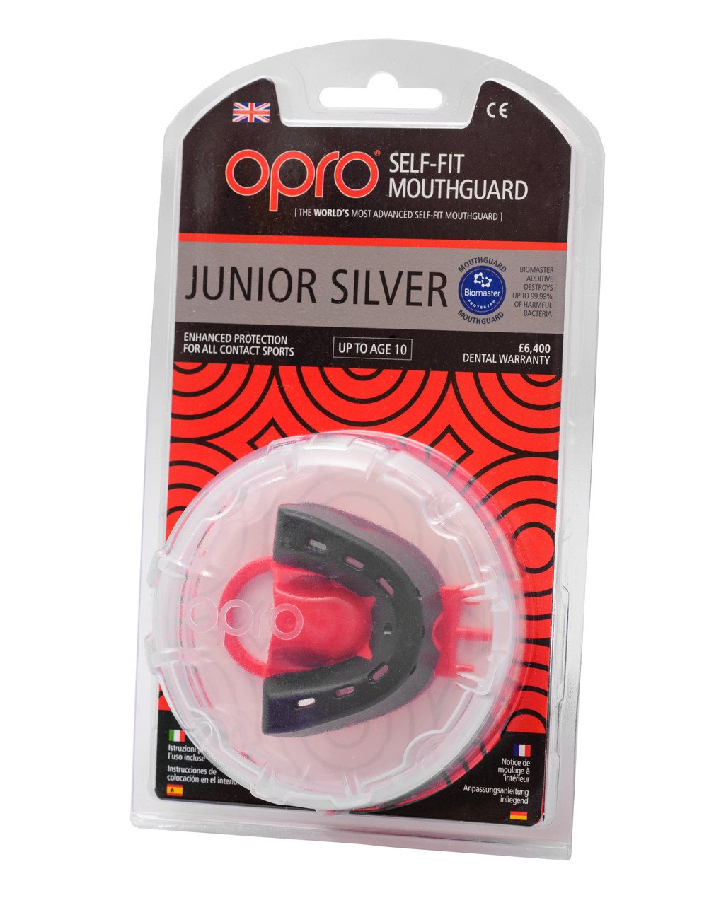 Капа OPRO Junior Silver Black/Red фото товару