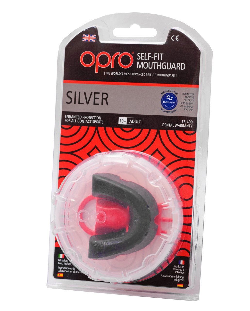 Капа OPRO Silver Black/Red фото товару