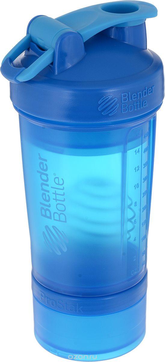 Шейкер спортивный BlenderBottle ProStak 650ml с 2-мя контейнерами Cyan (ORIGINAL) фото товару
