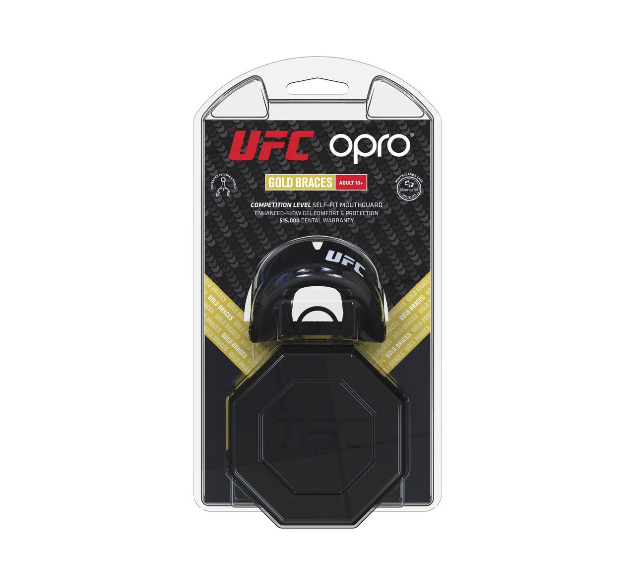 Капа OPRO Gold Braces UFC Hologram Black Metal/Silver фото товару
