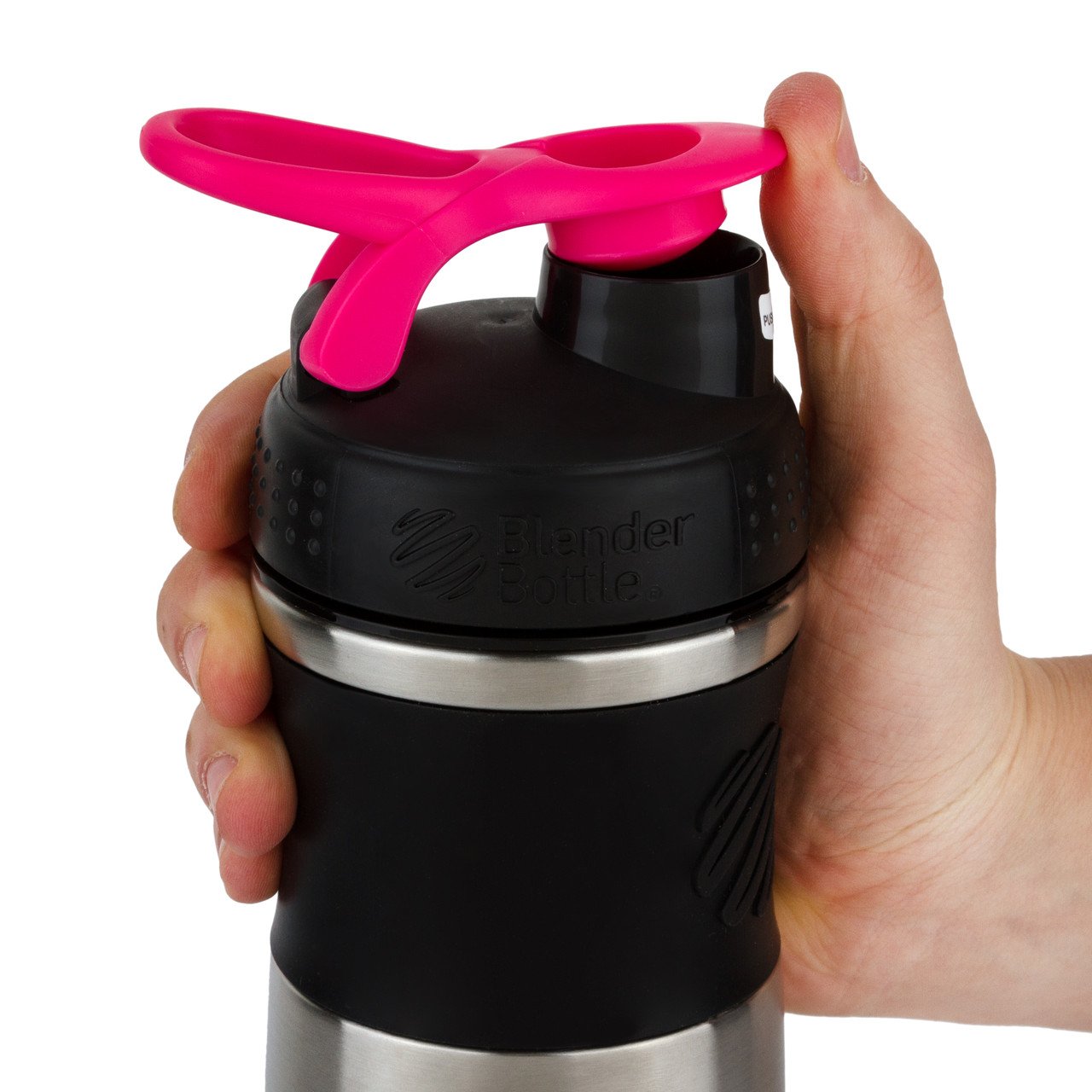 Спортивная бутылка-шейкер BlenderBottle SportMixer Stainless Steel Pink 820мл (из нержавеющей пищевой cтали) фото товара