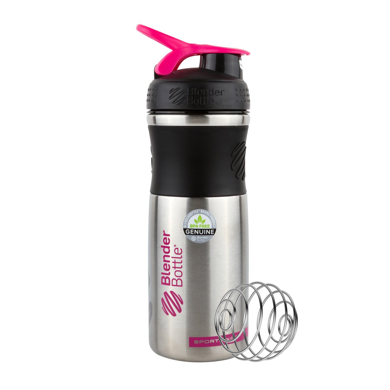 Спортивная бутылка-шейкер BlenderBottle SportMixer Stainless Steel Pink 820мл (из нержавеющей пищевой cтали) фото товара