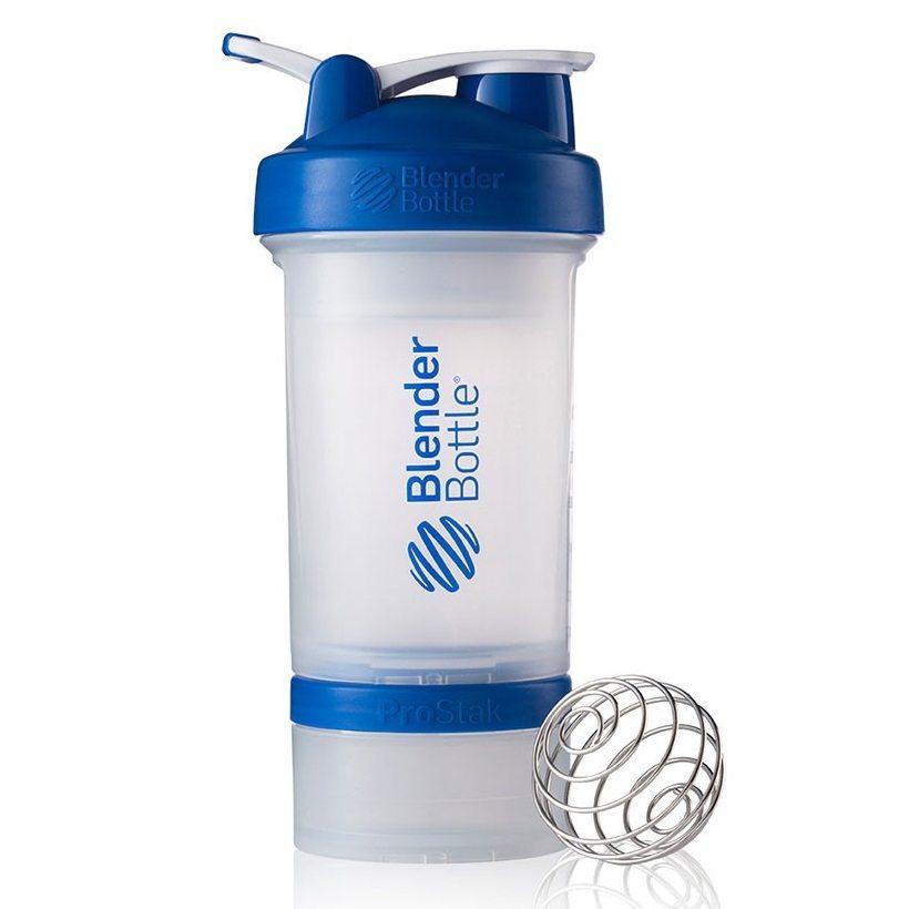 Шейкер спортивный BlenderBottle ProStak с шариком 650 мл Прозрачный-Синий фото товару