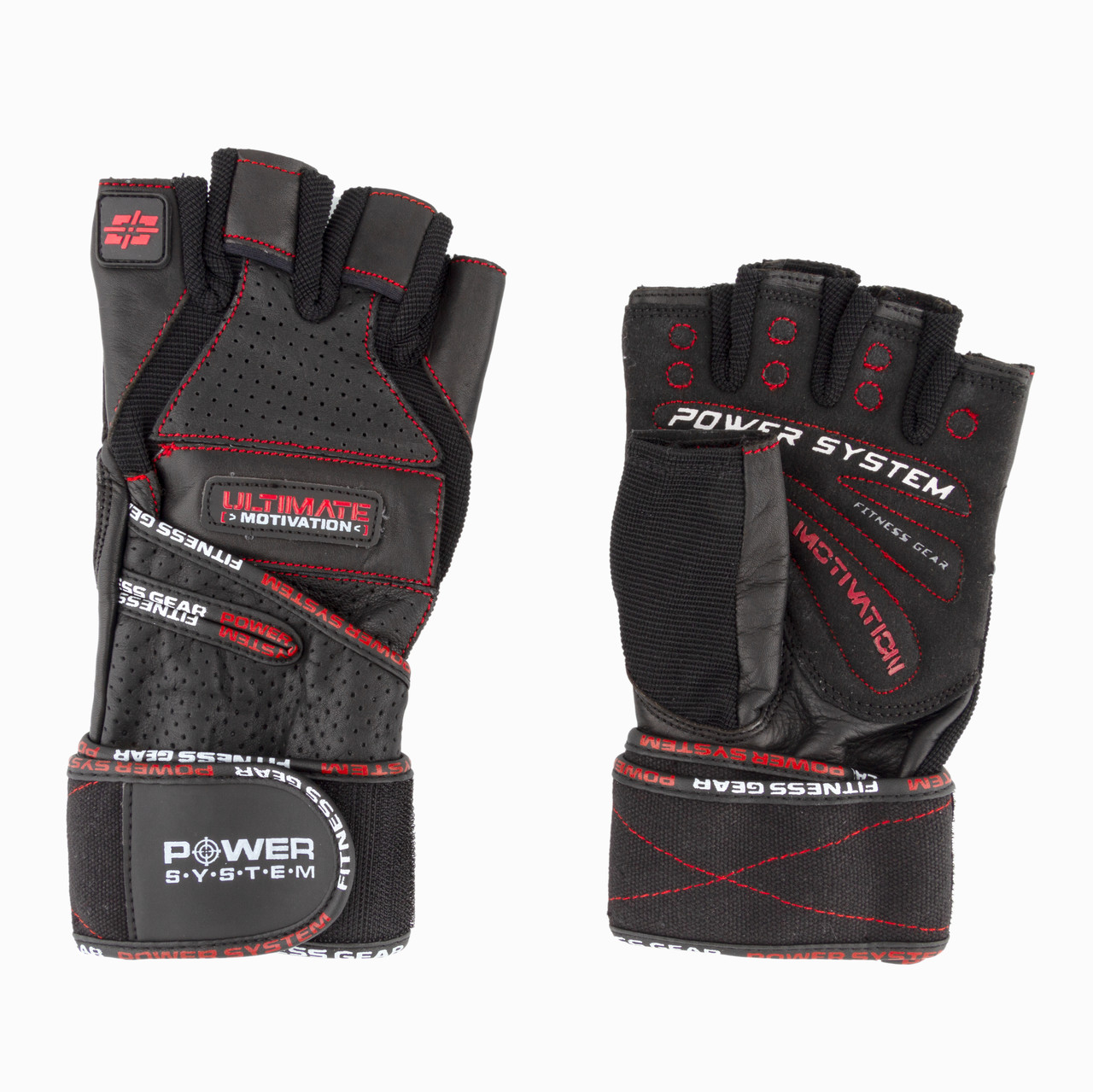 Перчатки для тяжелой атлетики Power System Ultimate Motivation PS-2810 L Black/Red фото товару