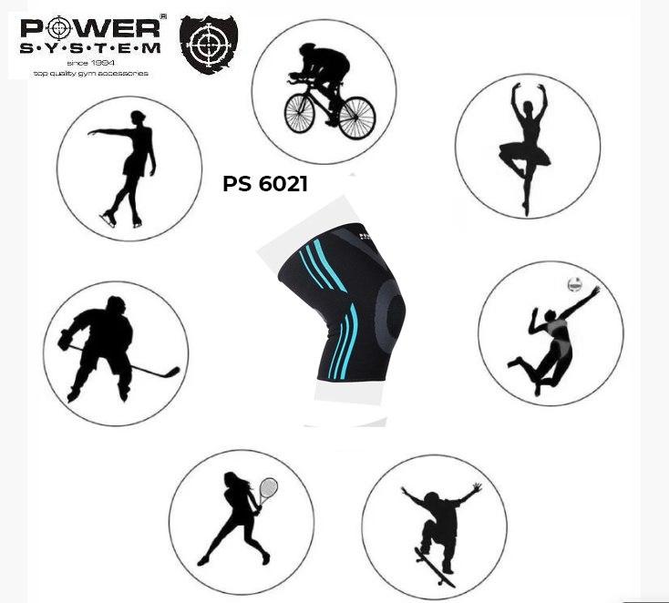 Эластический наколенник Power System Knee Support Evo PS-6021 M Black/Blue фото товара