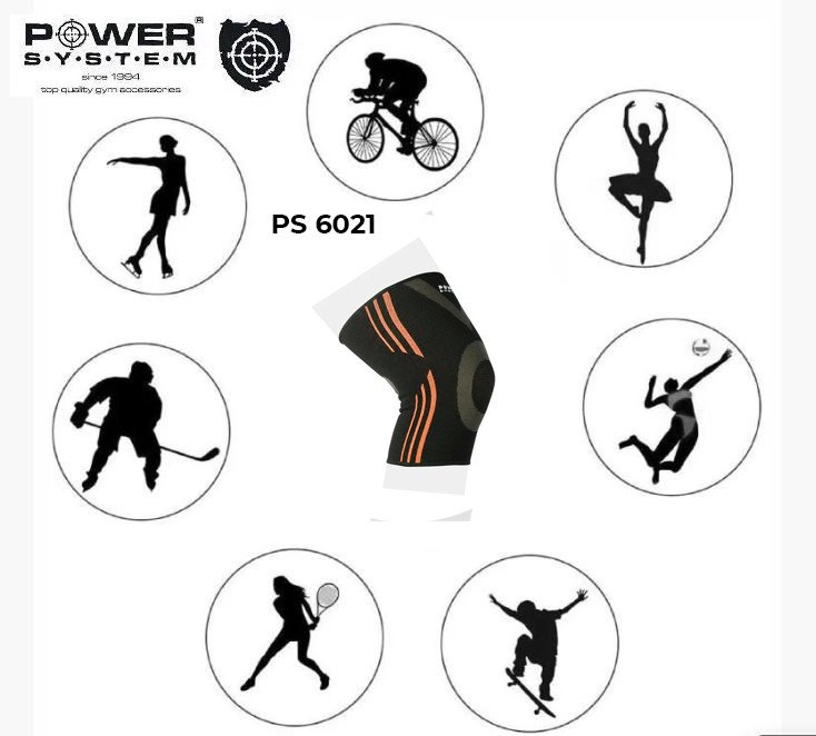 Эластический наколенник Power System Knee Support Evo PS-6021 M Black/Orange фото товара