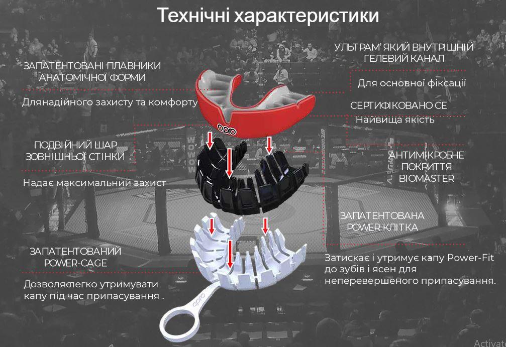 Капа OPRO Junior Silver UFC Hologram Black/Red фото товару