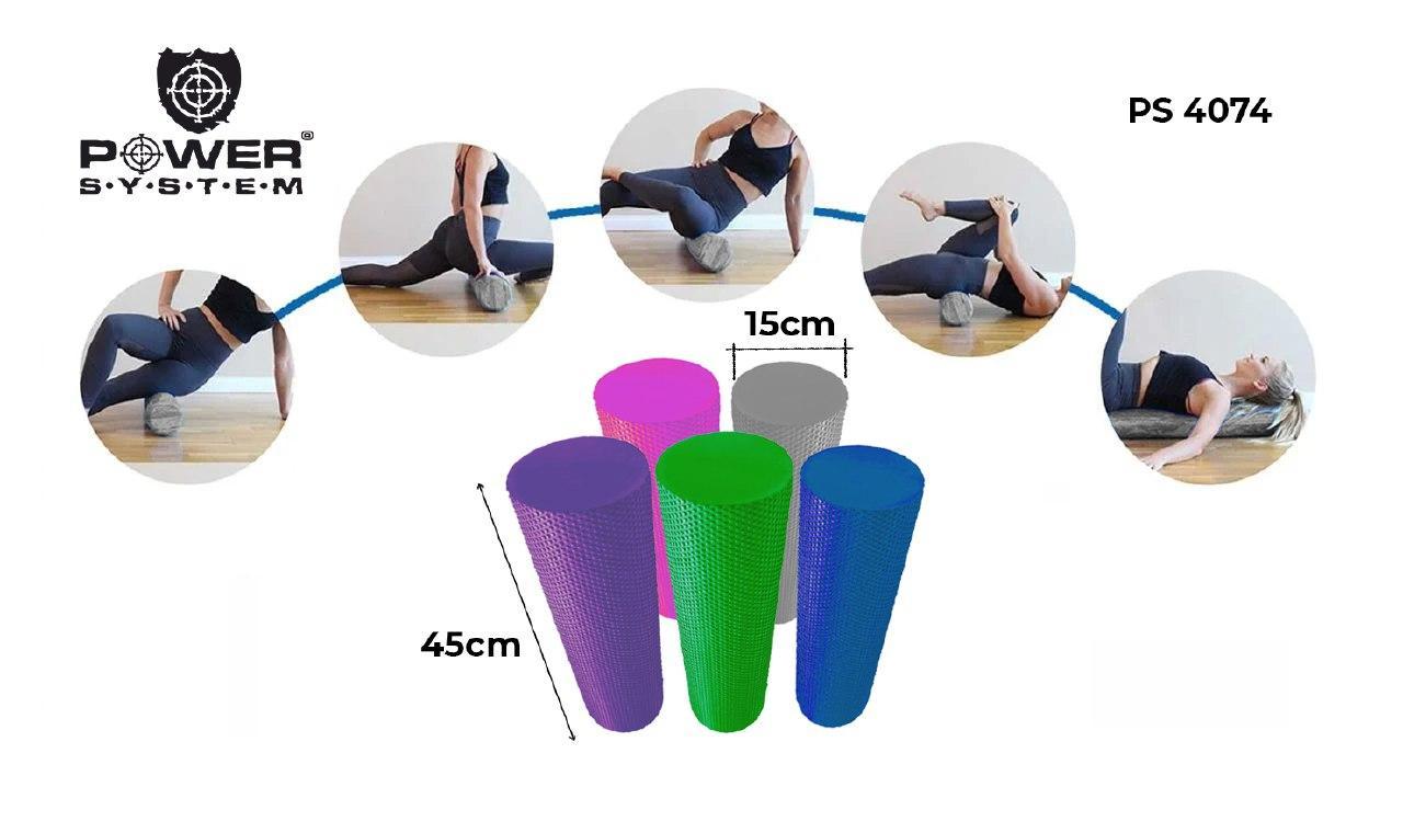 Массажный ролик для фитнеса и аэробики  Power System Fitness Roller PS-4074 Grey (45*15) фото товара