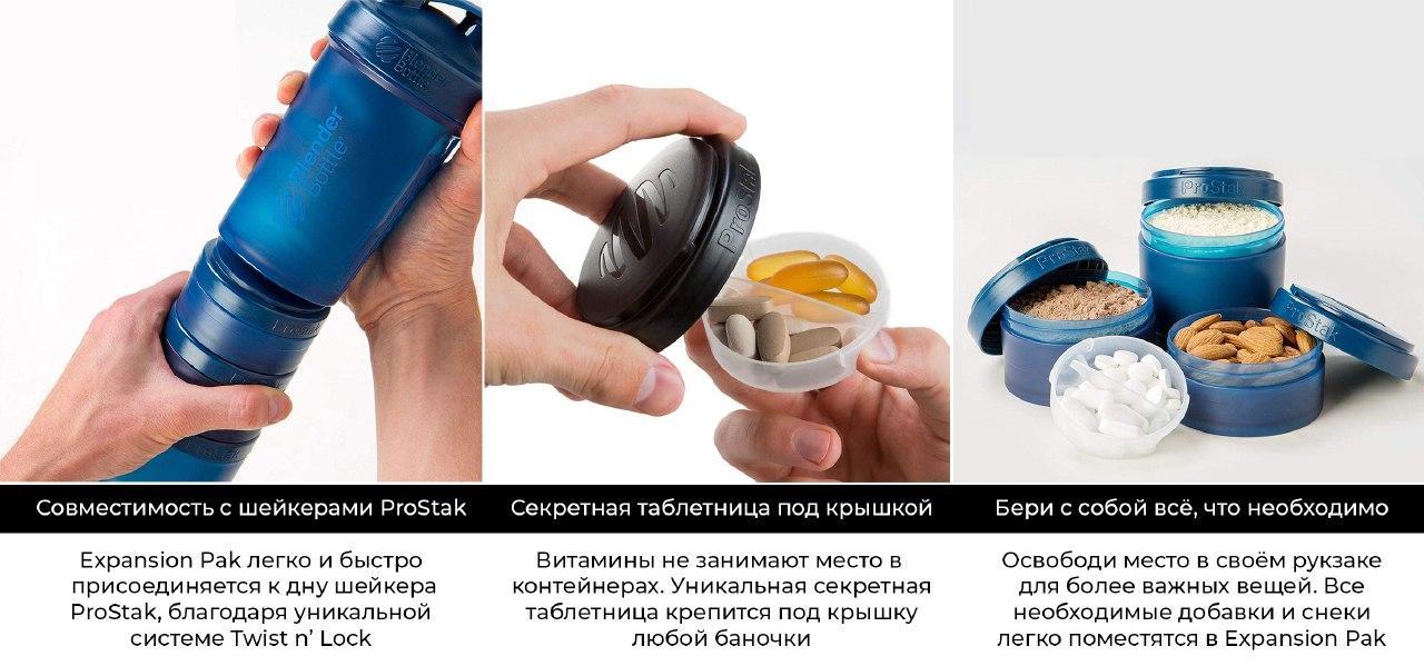 Контейнер спортивный BlenderBottle Expansion Pak Clear/Blue (ORIGINAL) фото товара