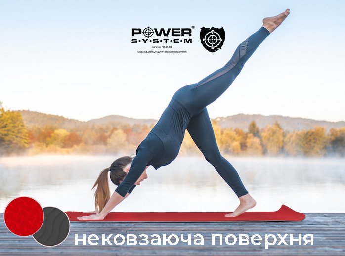Коврик для йоги и фитнеса POWER SYSTEM YOGA MAT PREMIUM PS-4060 Red фото товара