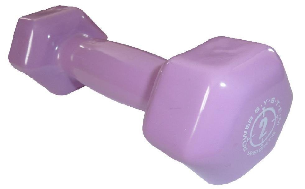 Гантели для фитнеса и аэробики обрезиненные Power System 2 kg PS-4025 Purple (1 шт) фото товара