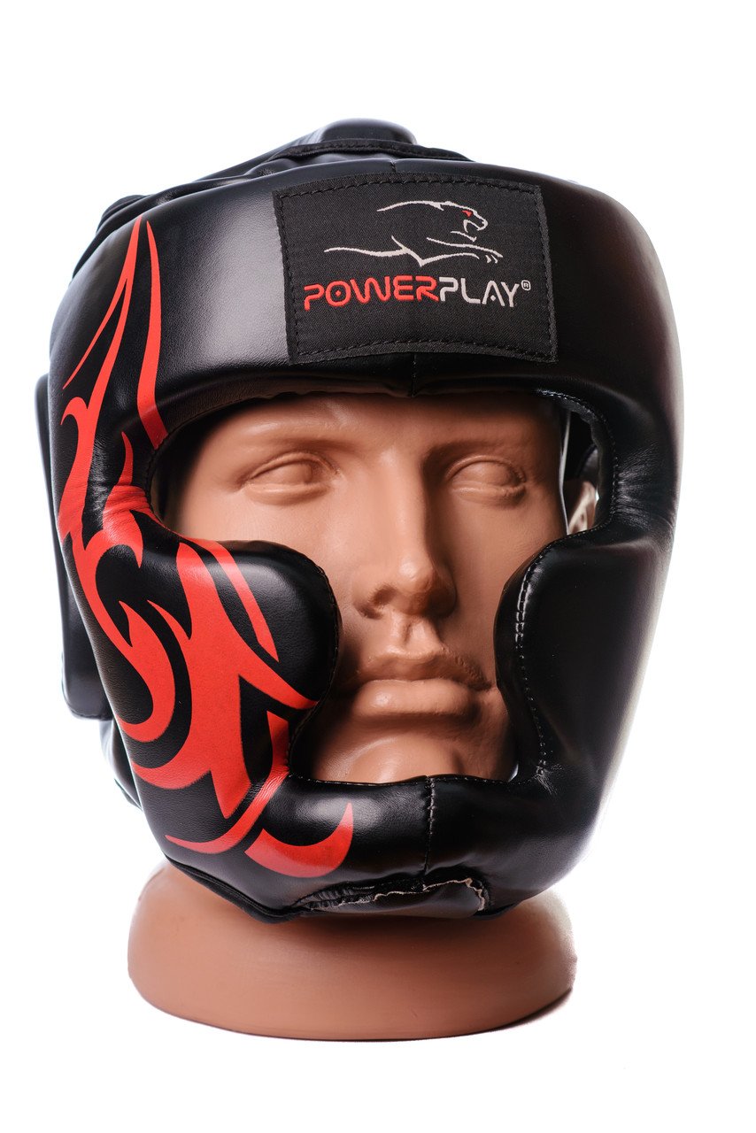 Боксерський шолом тренувальний PowerPlay 3048 Чорнo-Червоний S фото товара