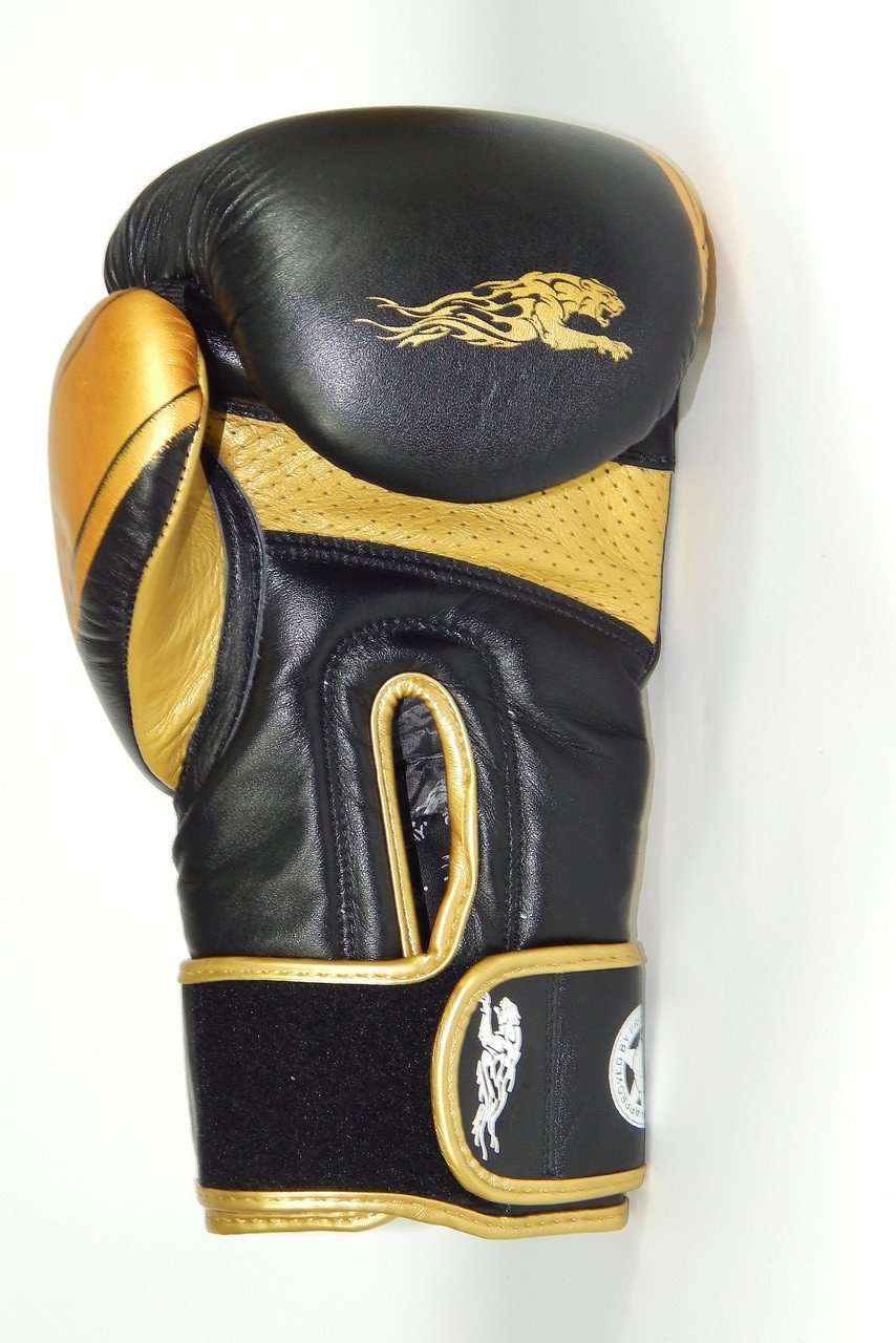 Боксерські рукавиці PowerPlay 3023 Чорно-Золоті [натуральна шкіра] 10 унцій фото товара