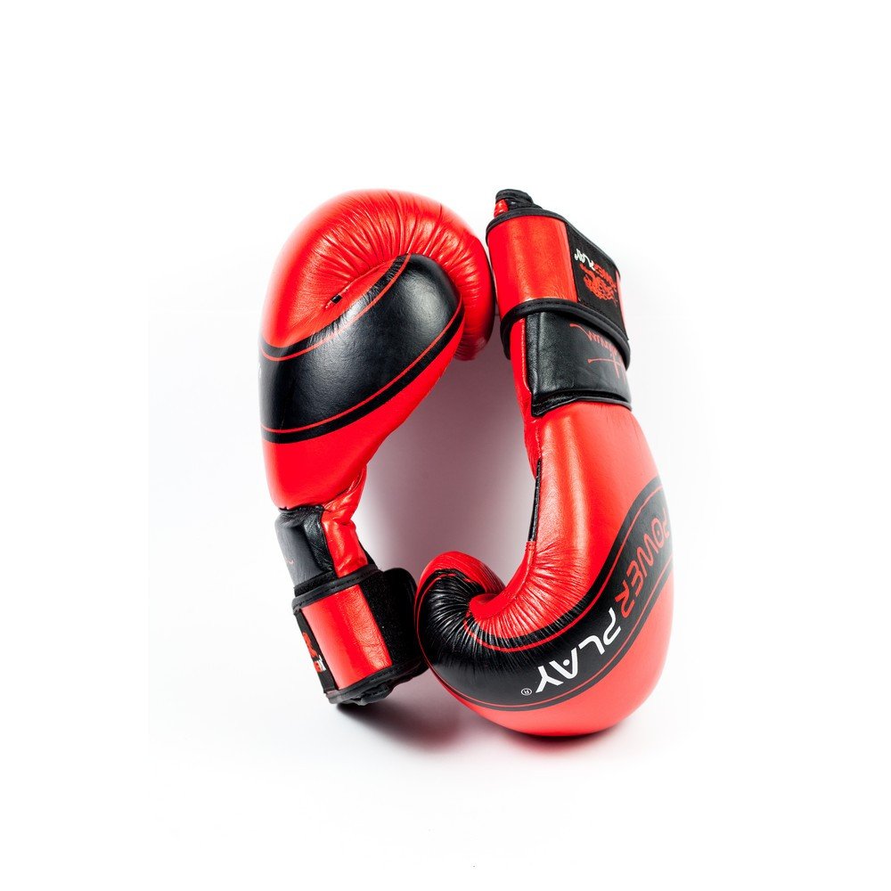 Боксерські рукавиці PowerPlay 3023 Червоно-Чорні [натуральна шкіра] 10 унцій фото товара