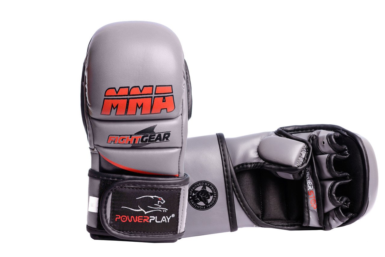 Рукавички для MMA PowerPlay 3026 Сірі XS фото товару