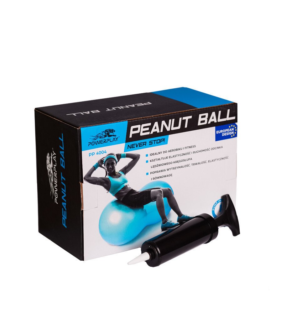 Мяч-горіх для фітнесу PowerPlay 4004 (90*45см) Розовий + насос фото товара