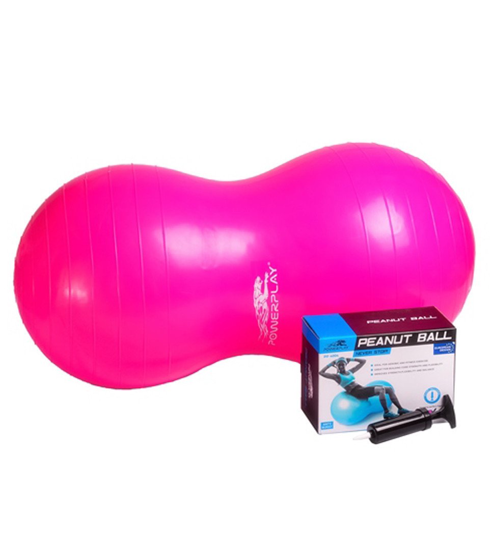 Мяч-горіх для фітнесу PowerPlay 4004 (90*45см) Розовий + насос фото товара
