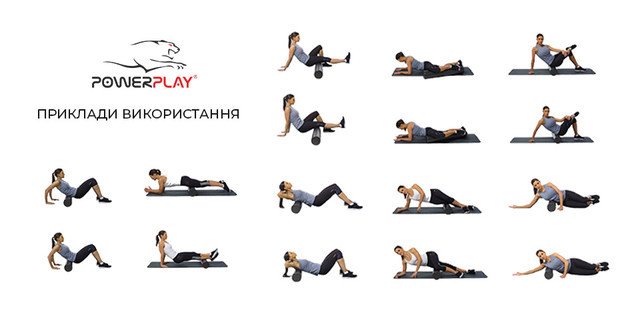 Масажний ролик PowerPlay 4025 Чорно-Зелений. фото товару