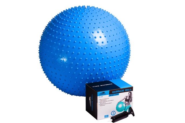 Мяч-масажер для фітнесу PowerPlay 4002 75см Синій + насос фото товара