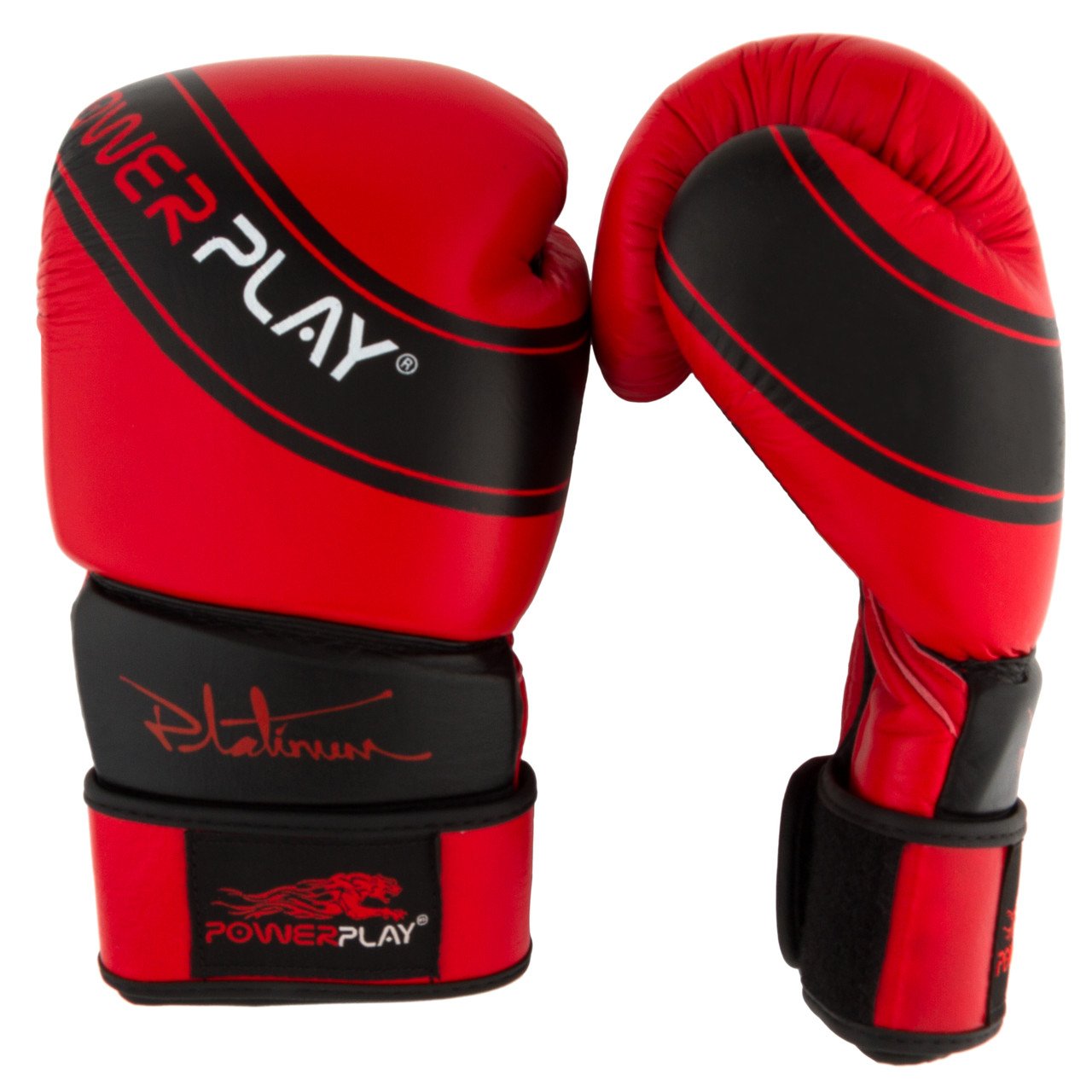 Боксерські рукавиці PowerPlay 3023 Червоно-Чорні [натуральна шкіра] 10 унцій фото товара
