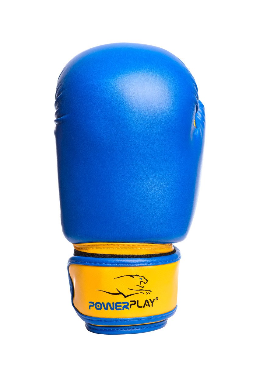 Боксерські рукавиці PowerPlay 3004 JR Синьо-Жовті 8 унцій фото товару