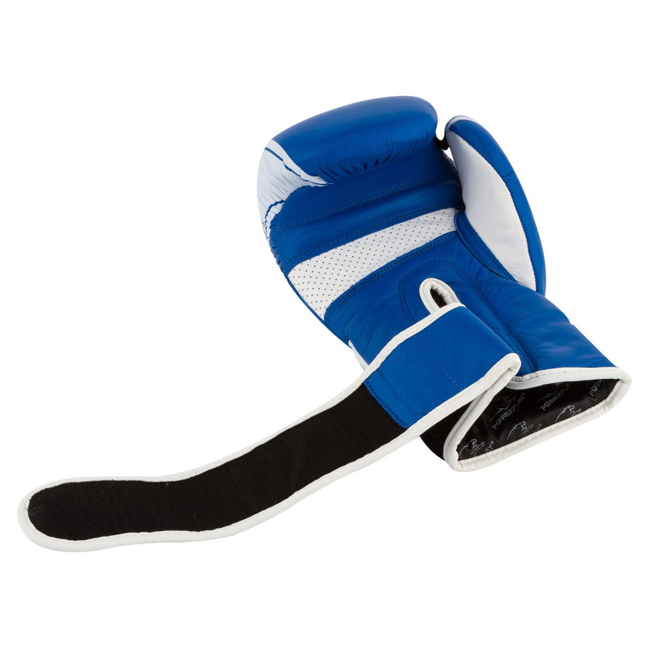 Боксерські рукавиці PowerPlay 3023 A Синьо-Білі [натуральна шкіра] 12 унцій фото товару