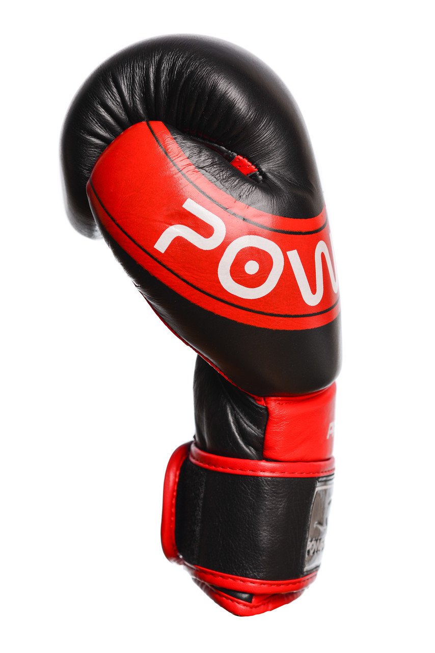 Боксерські рукавиці PowerPlay 3023 A Чорно-Червоні [натуральна шкіра] 16 унцій фото товару