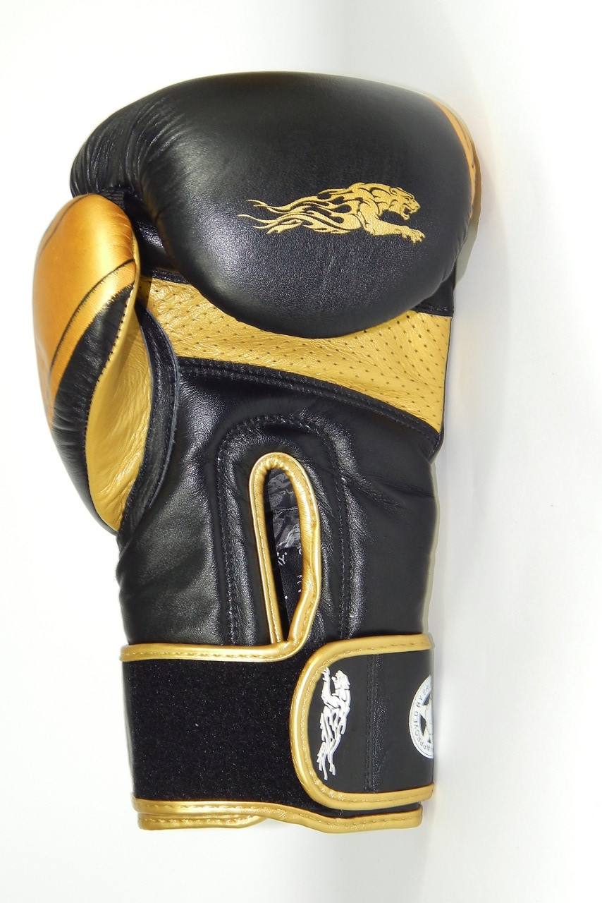 Боксерські рукавиці PowerPlay 3023 Чорно-Золоті [натуральна шкіра] 12 унцій фото товару