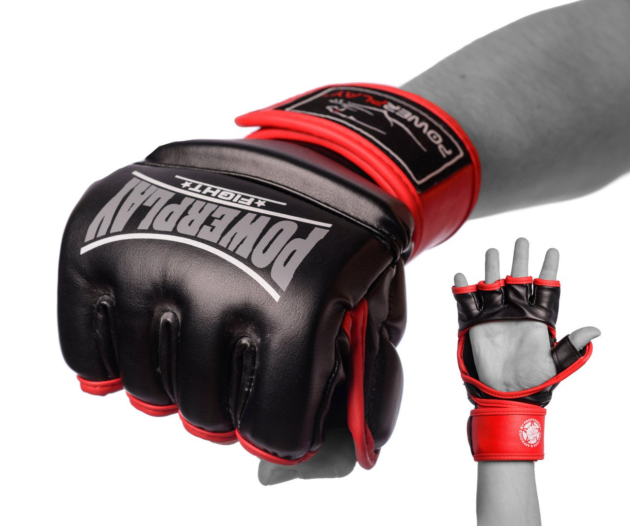 Рукавички для MMA PowerPlay 3058 Чорно-Червоні M фото товара