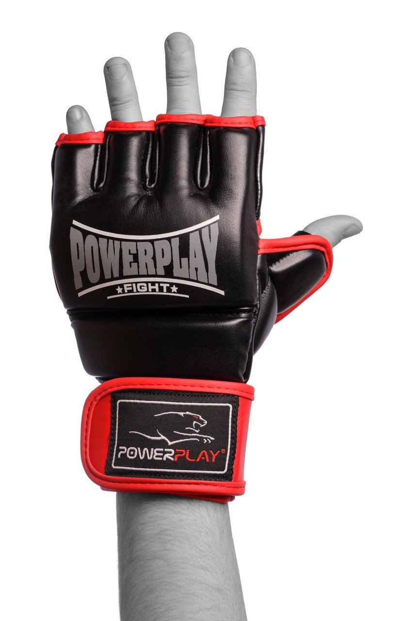 Рукавички для MMA PowerPlay 3058 Чорно-Червоні M фото товара