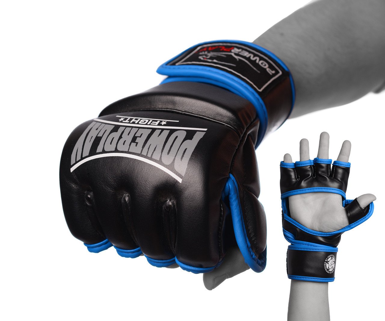 Рукавички для MMA PowerPlay 3058 Чорно-Сині M фото товару