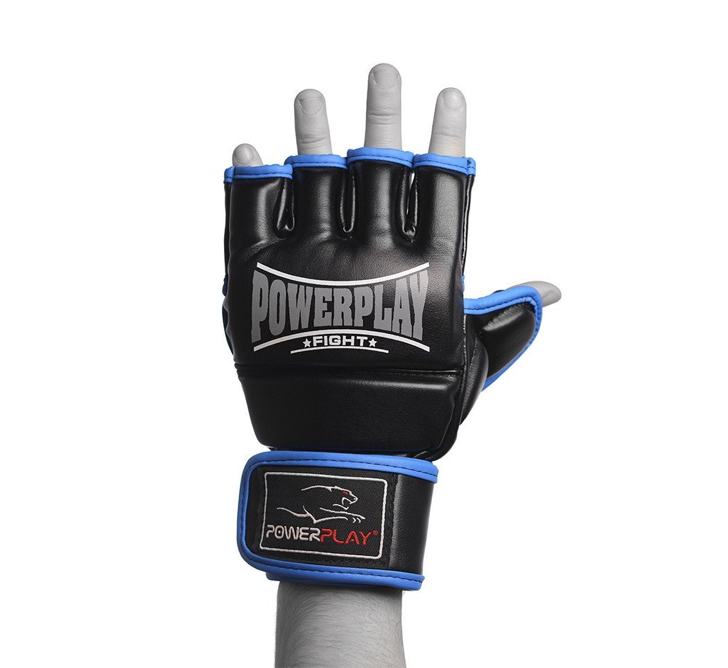 Рукавички для MMA PowerPlay 3058 Чорно-Сині S фото товару