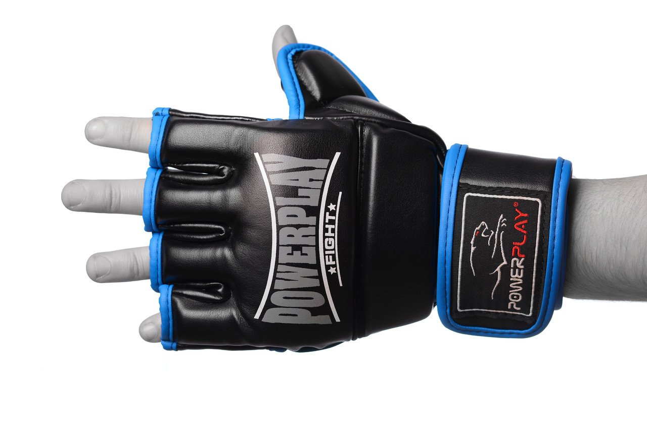 Рукавички для MMA PowerPlay 3058 Чорно-Сині S фото товару