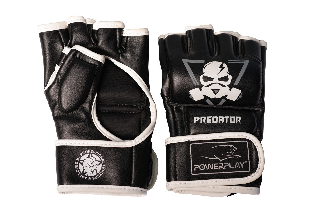 Рукавички для MMA PowerPlay 3056 А Чорно-Білі XL фото товару