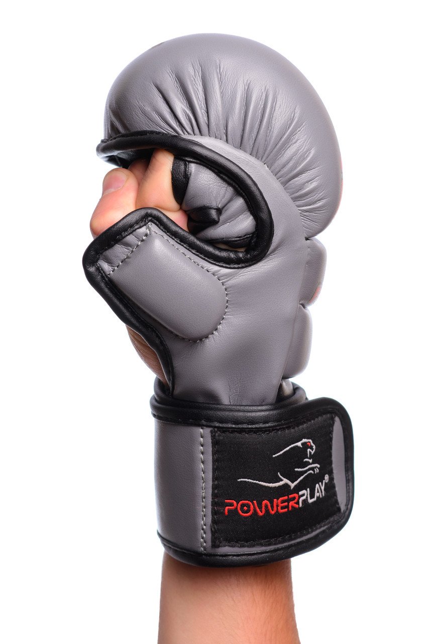 Рукавички для MMA PowerPlay 3026 Сірі S фото товару