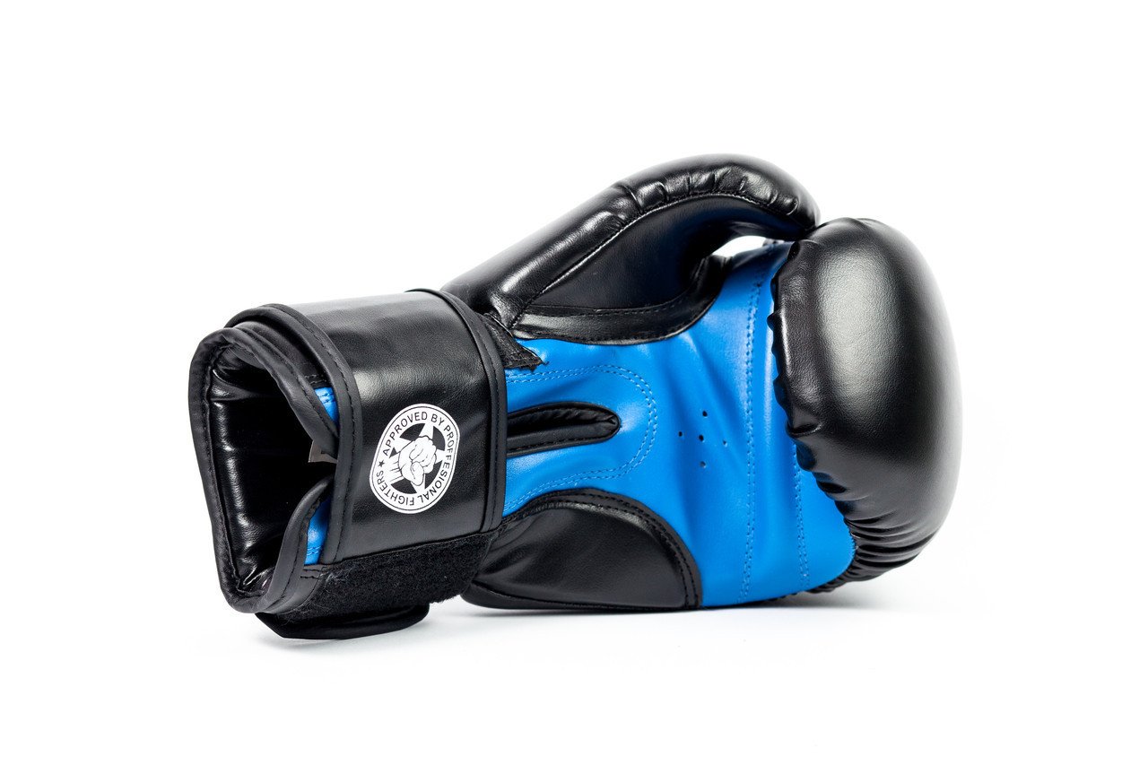 Боксерські рукавиці PowerPlay 3001 Чорно-Сині 14 унцій фото товару