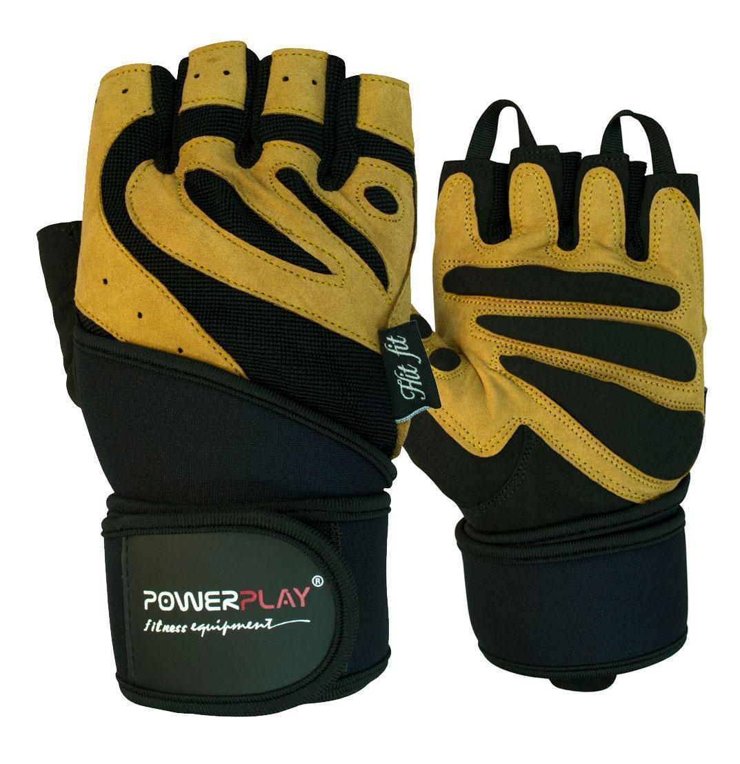 Рукавички для фітнесу PowerPlay 1063 B Чорно-Коричневі L фото товара