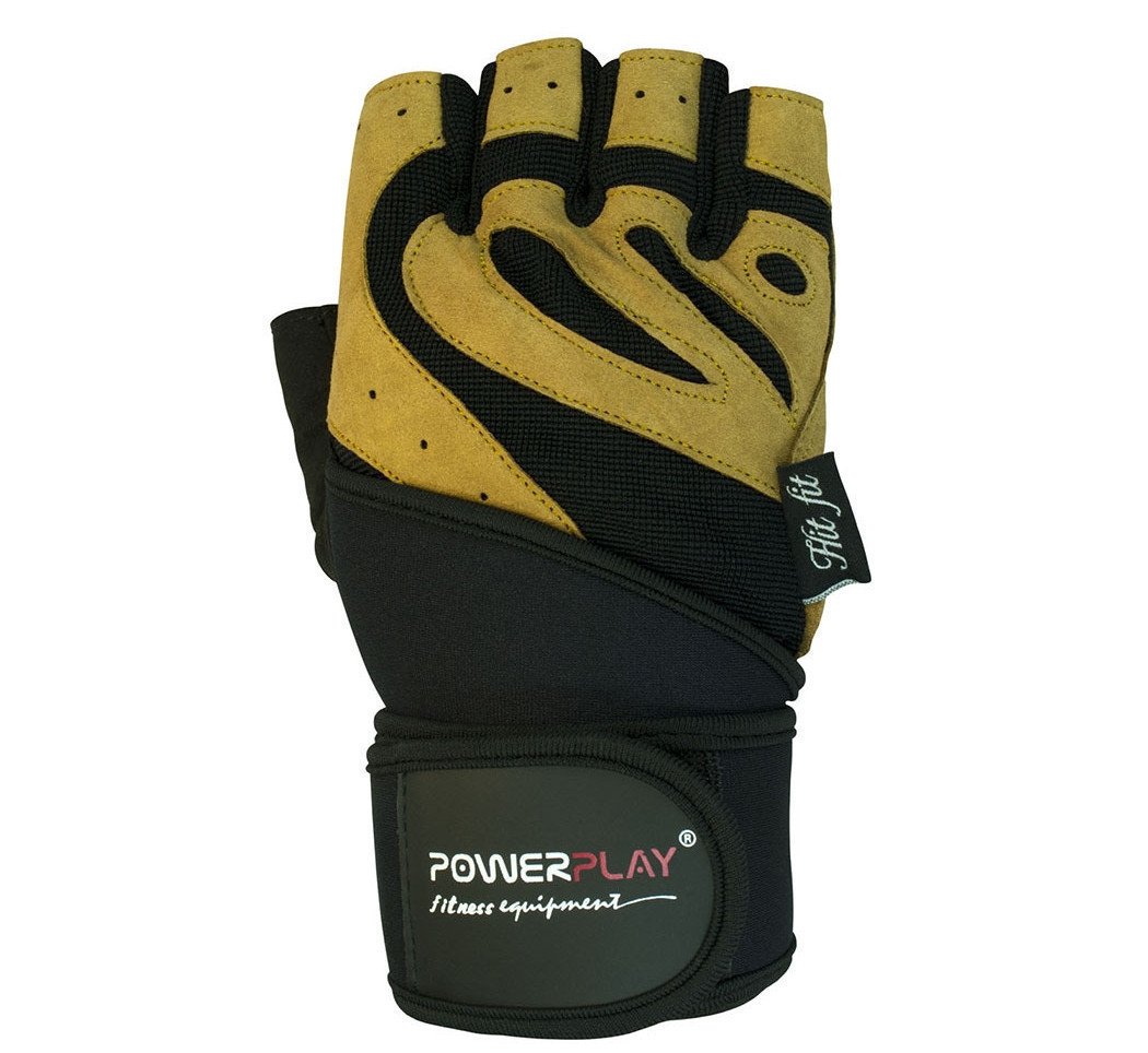 Рукавички для фітнесу PowerPlay 1063 B Чорно-Коричневі L фото товара